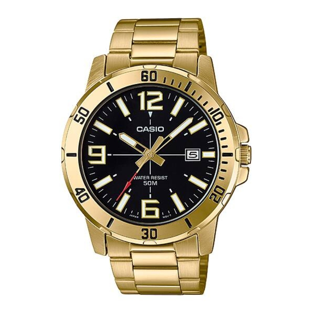 CASIO Stainless Steel Strap Mens Gold Analog MTP-VD01G-1B