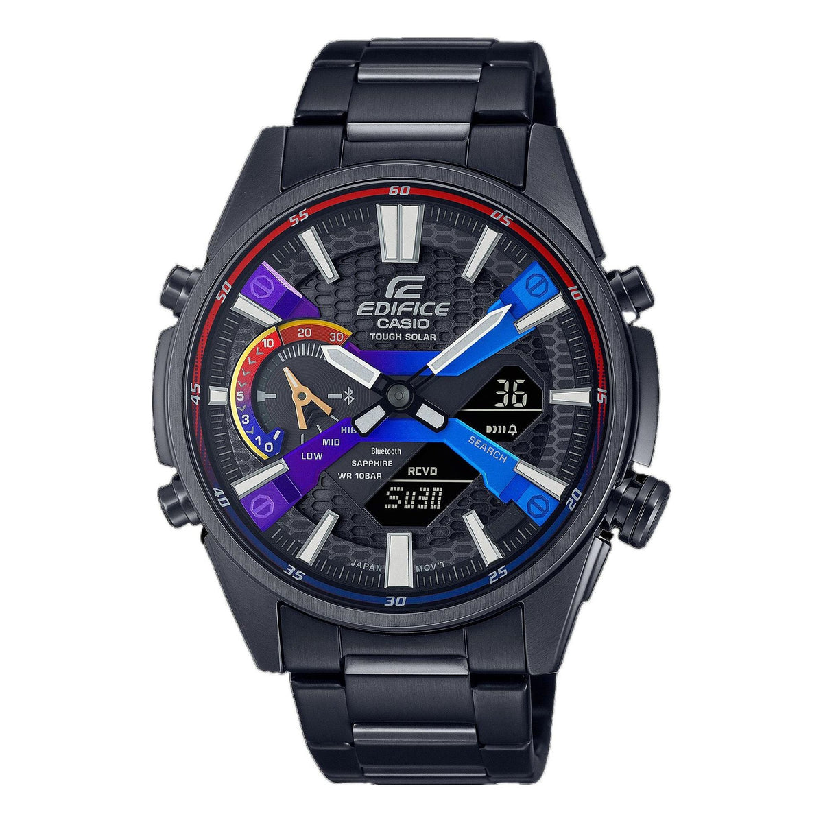 Men's CASIO EDIFICE Precise Time Solar Energy Casual Watch Solar Powered Mens Black Analog ECB-S100HG-1A