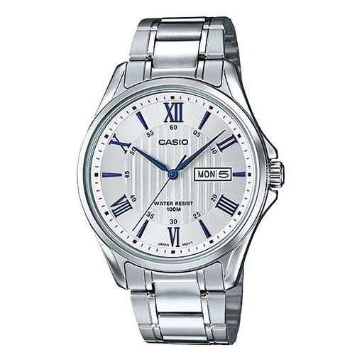 CASIO Waterproof Stainless Steel Strap Mens Silver Analog MTP-1384D-7A2