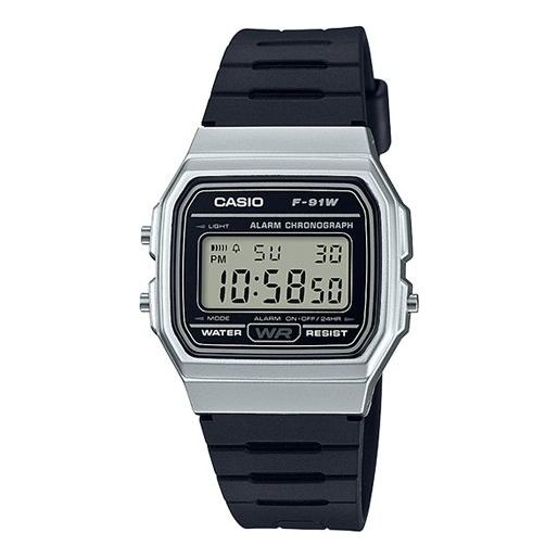 CASIO Waterproof Unisex Mens Black/Silver Digital F-91WM-7A