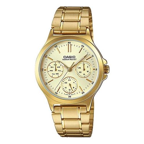 Men's CASIO DRESS Series waterproof Stainless Steel Color Mens Gold Analog MTP-V300G-9A