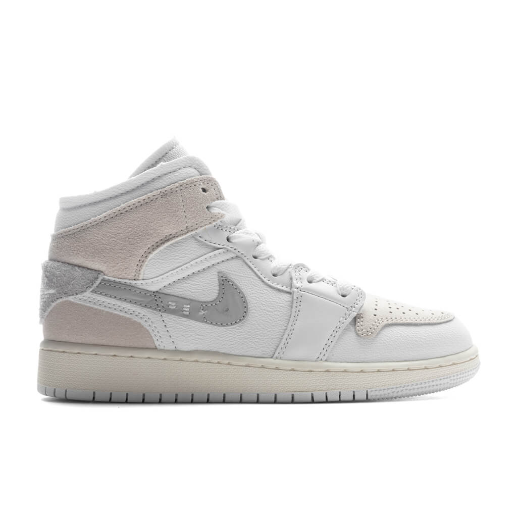 Jordan 1 Mid SE Craft (GS) - White/Light Orewood Brown/Tech Grey