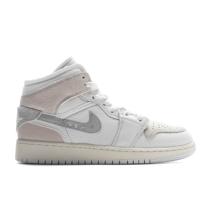 Jordan 1 Mid SE Craft (GS) - White/Light Orewood Brown/Tech Grey