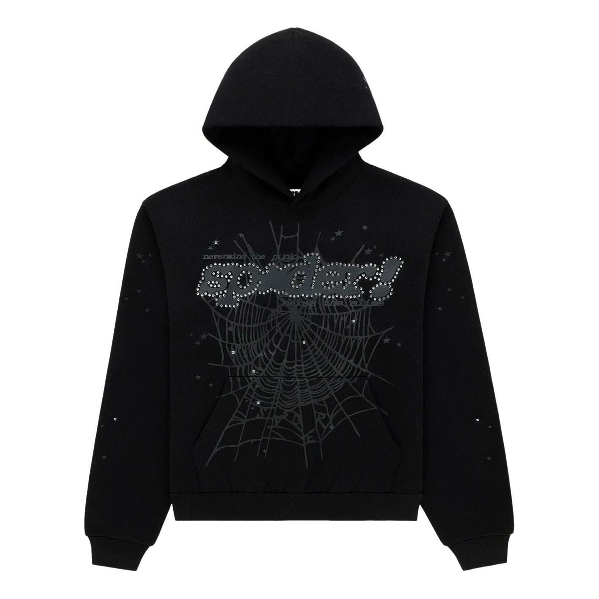 Sp5der Rhinestone Punk V2 Hoodie 'Black' ST041SS26BLK