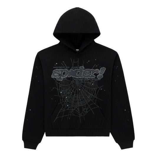 Sp5der Rhinestone Punk V2 Hoodie 'Black' ST041SS26BLK