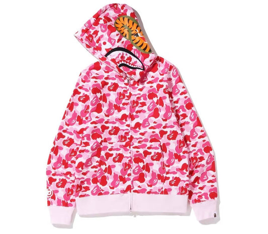 BAPE ABC CAMO SHARK FULL ZIP HOODIE PINK SS23