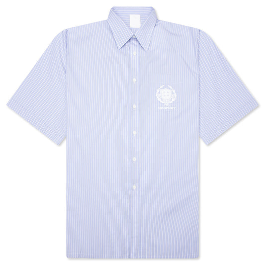 Crest Logo Stripe Shirt - Light Blue