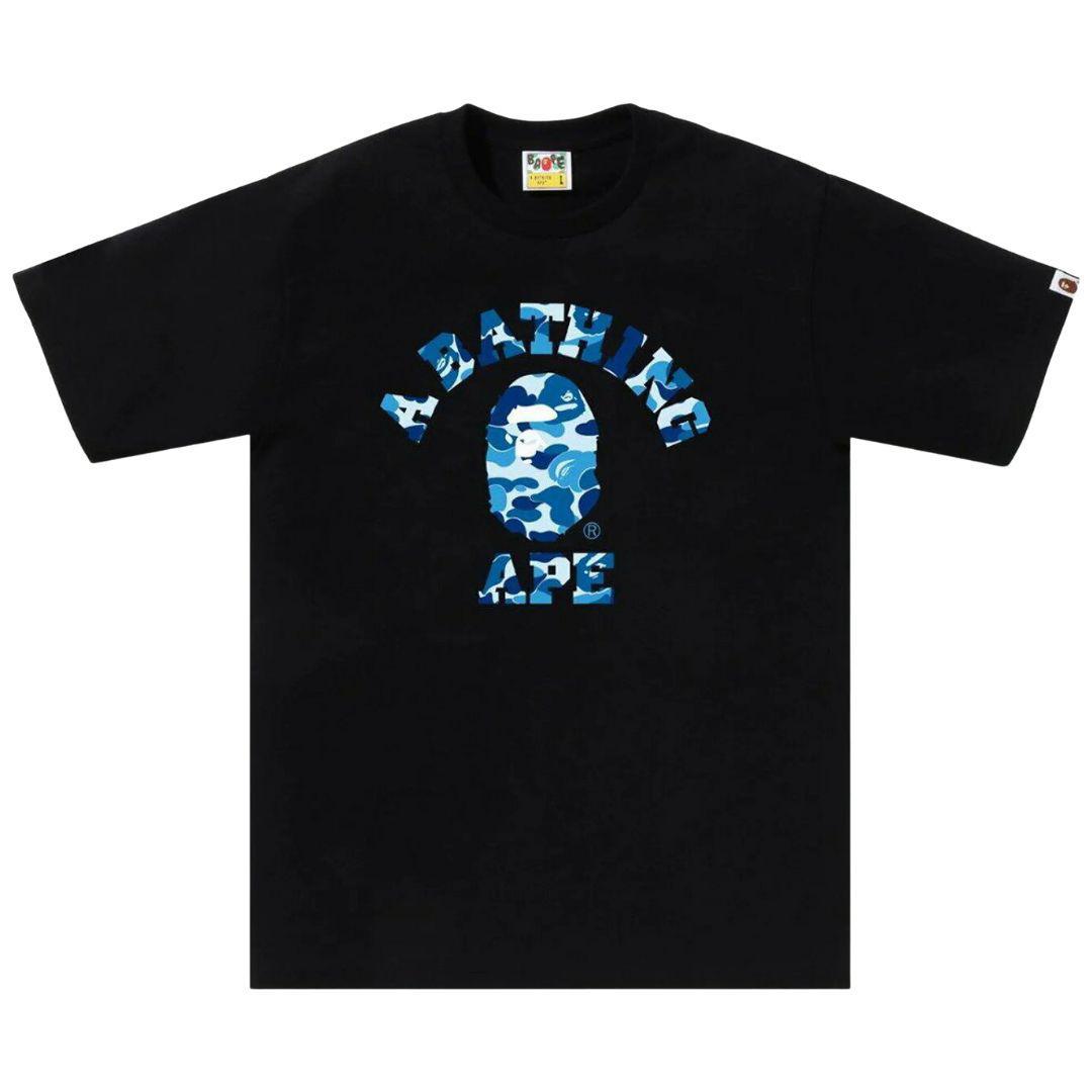 BAPE ABC CAMO COLLEGE T-SHIRT BLACK/BLUE SS25