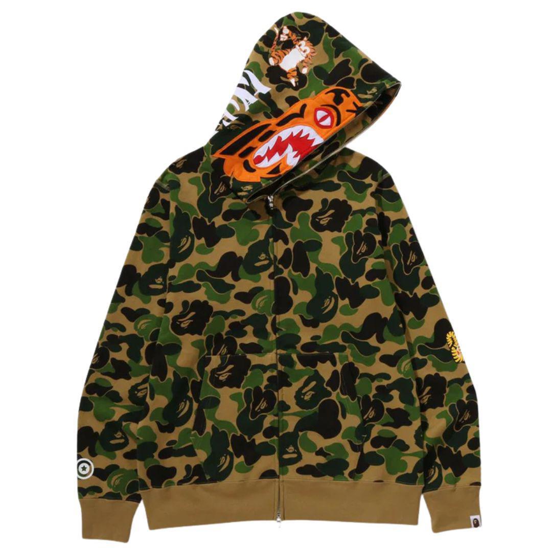 BAPE ABC CAMO TIGER FULL ZIP HOODIE GREEN