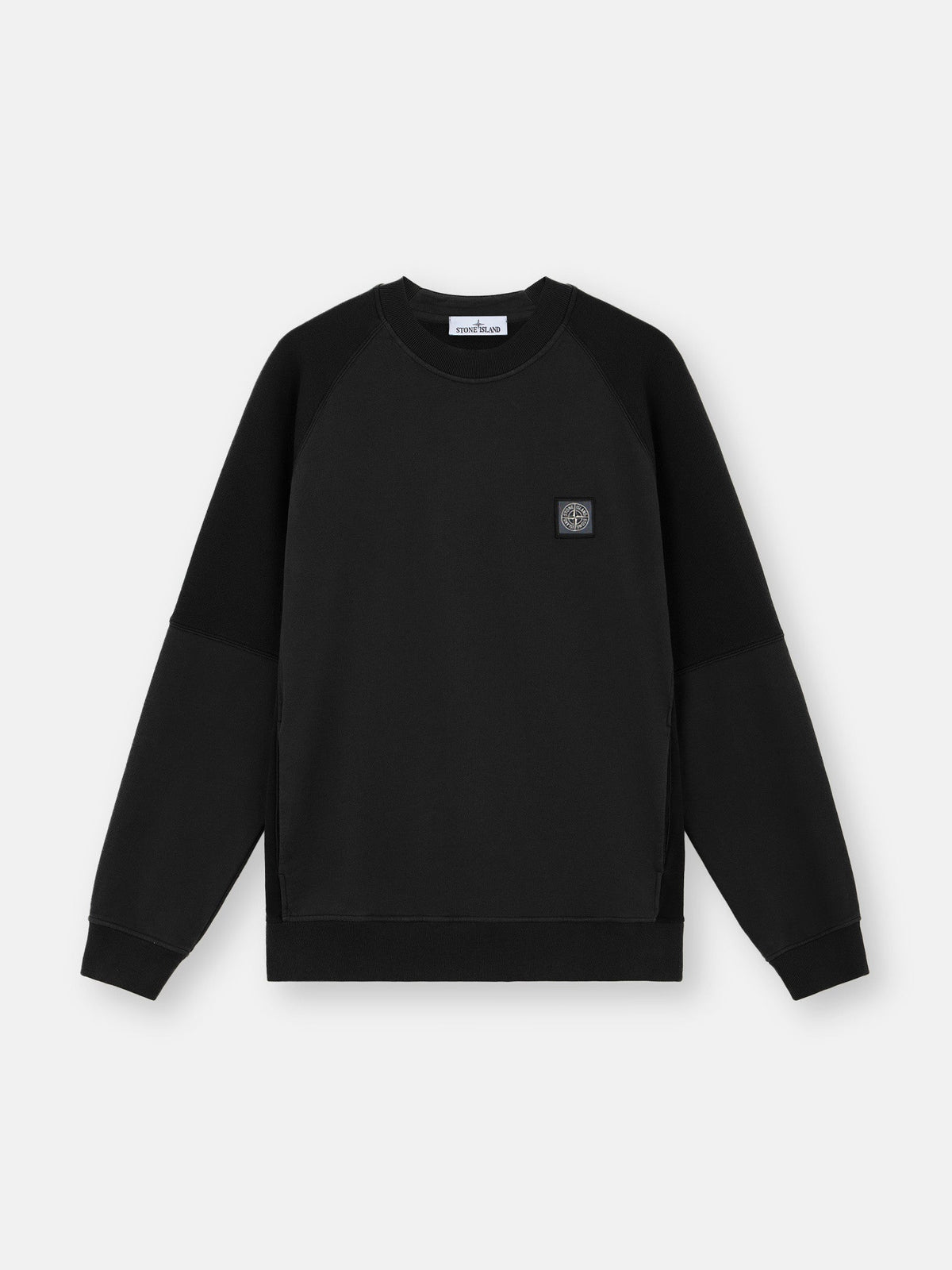 Stone Island Patch Logo Paneled Sweatshirt In Black