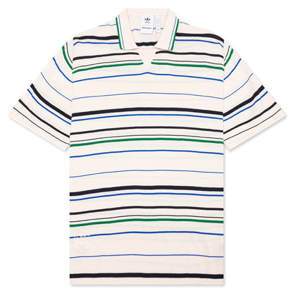 adidas Originals x Wales Bonner Knit Polo - Wonder White/Green/Blue Bird