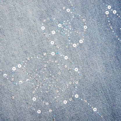 Beaded Wide Jeans - Dark Wash