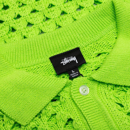 Big Mesh Polo Sweater - Lime