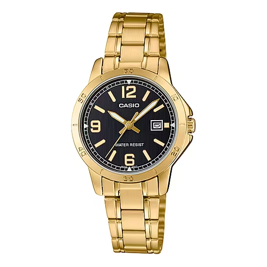 CASIO Waterproof Quartz Gold/ Black Analog LTP-V004G-1BUDF