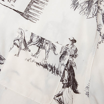 Charcoal Montage Camp Shirt - Bone