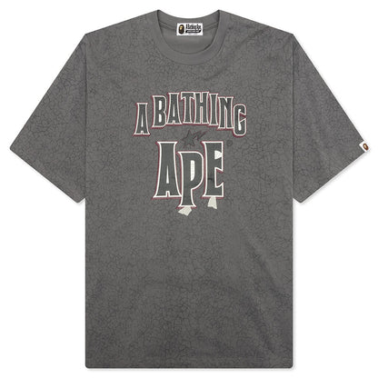 Crack Print Pattern Logo Relaxed Fit Tee - Black
