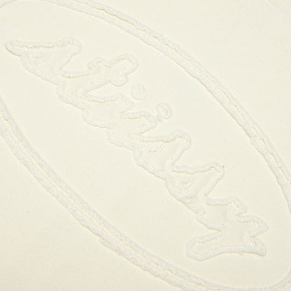 Cursive Applique Zip Hood - Natural