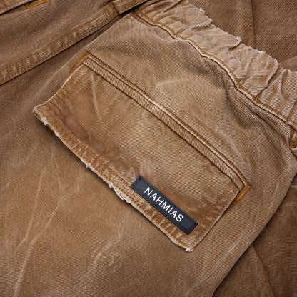 Denim Oversized Cargos - Brown Wash