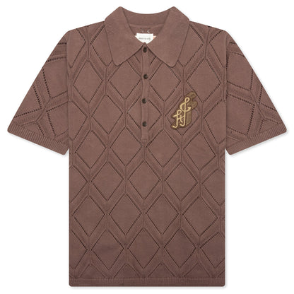 Diamond Knit Polo - Brown