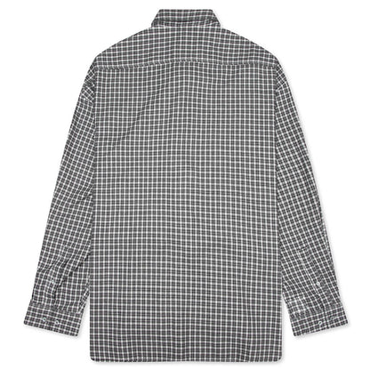 Flannel Button-Up Shirt - Black/White