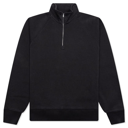 Fleece Raglan Zip Mock - Washed Black