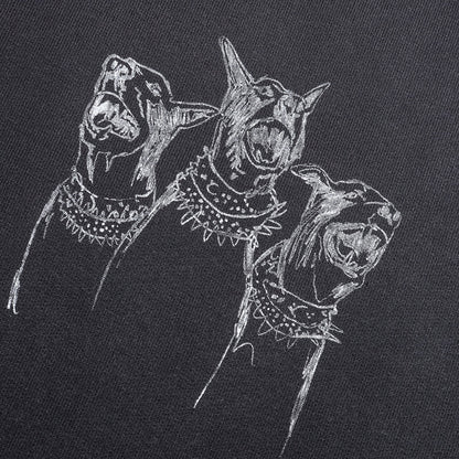 Hand Drawn Thoroughbred Dogs Hoodie - Aged Black