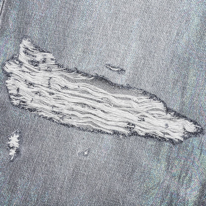 Oil Spill Baggy Jean - Charcoal Wash
