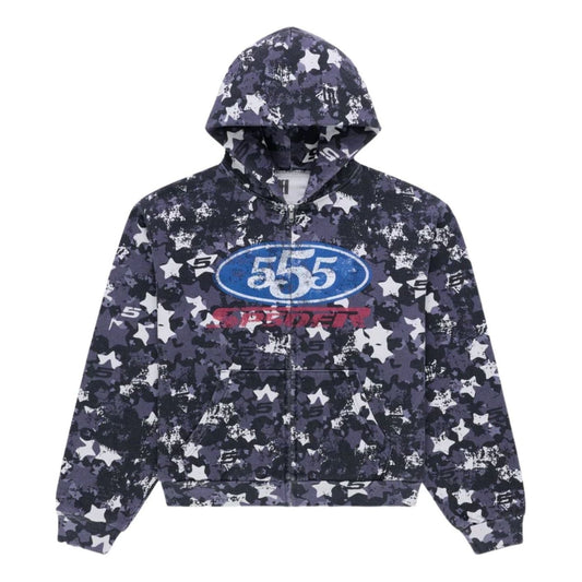 SP5DER R5cing Zip Hoodie 'Blue Camo' ST023SS26CMB