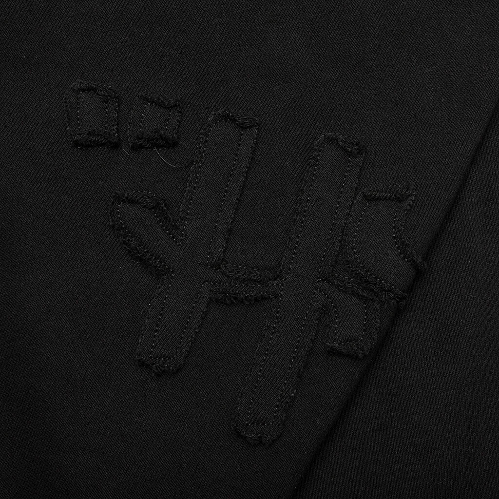 Script Embroidered Sweats - Black
