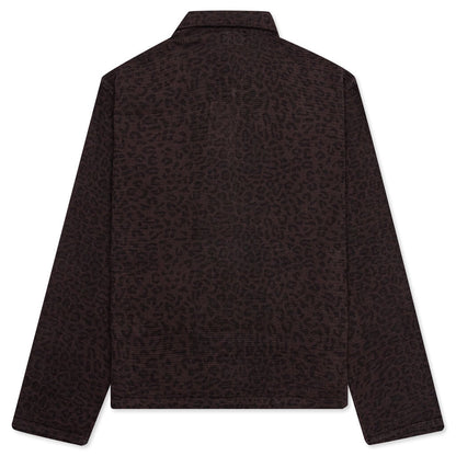 Leopard Mesh Zip Jacket - Brown