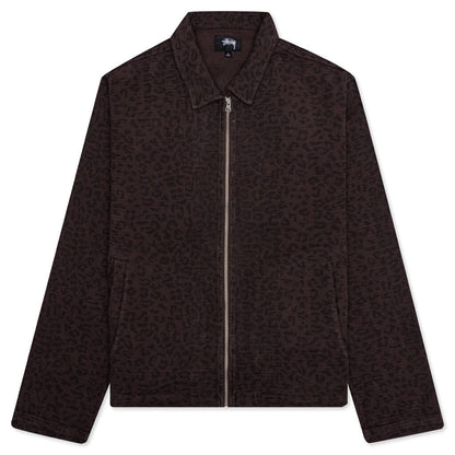 Leopard Mesh Zip Jacket - Brown