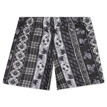 Paisley Plaid Water Short - Black