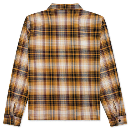 Shadow Plaid Zip L/S Shirt - Mustard