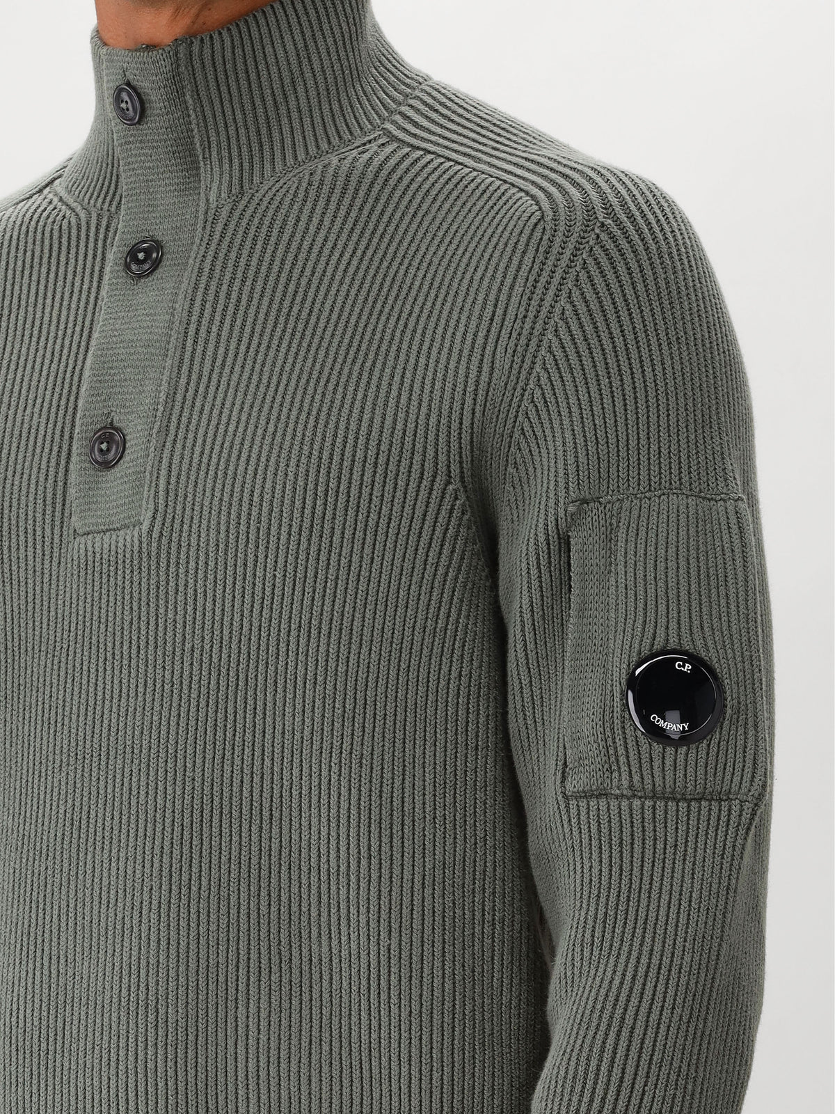 Cp Company Gebreide Trui Groen Polo Collar