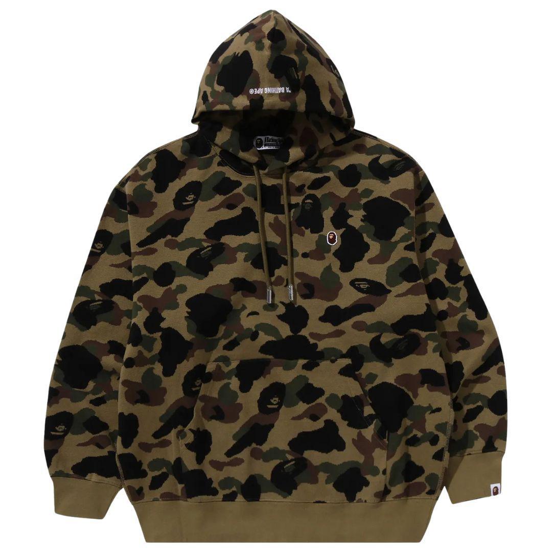 BAPE 1ST CAMO KNIT ONE POINT HOODIE GREEN