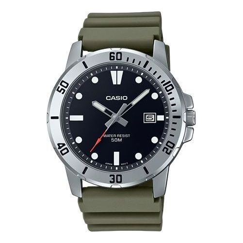 CASIO Analog 'Olive Green' MTP-VD01-3EV