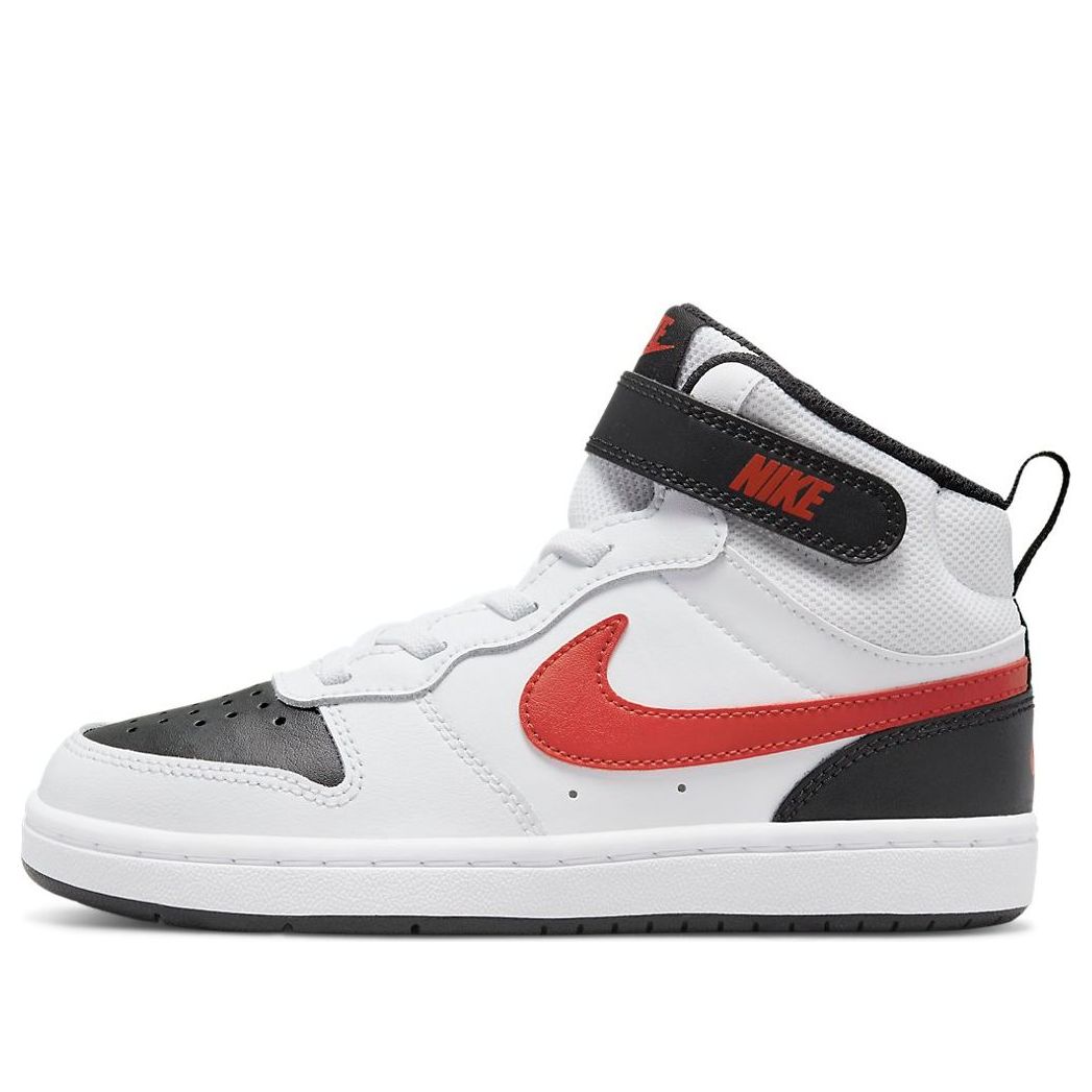 (PS) Nike Court Borough Mid 2Velcro 'White Black University Red' CD7783-110