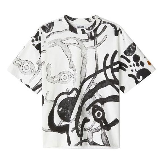 KENZO SS21 K-Tiger Large Short Sleeve White T-Shirt FB52TS6474SB-01B