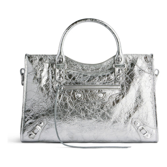 (WMNS) Balenciaga Le City Medium Bag Metallized 'Silver' 7977862AA9R8122