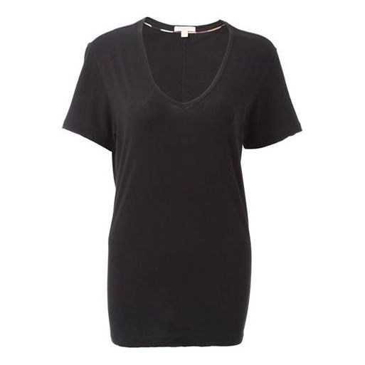 Burberry V-Neck Solid Color Short Sleeve For Black 39733861