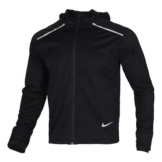 Nike Shield Reflective Zipper Sports Hooded Jacket Black BV4881-010