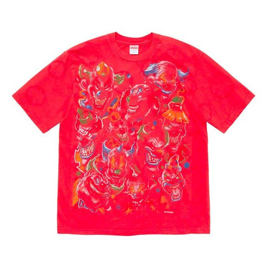 Supreme FW19 Week 17 Clowns Tee Clown Printing Short Sleeve Unisex White Red SUP-FW19-10946