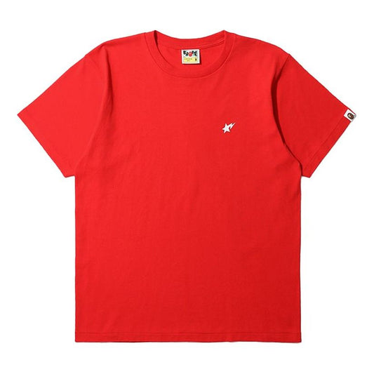 Men's BAPE Flash Small Logo Short Sleeve Red 0ZXTEM10052XC