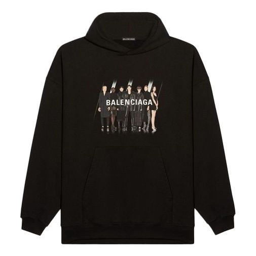 Men's Balenciaga Portrait Logo Printing Black 620973TIVA21000