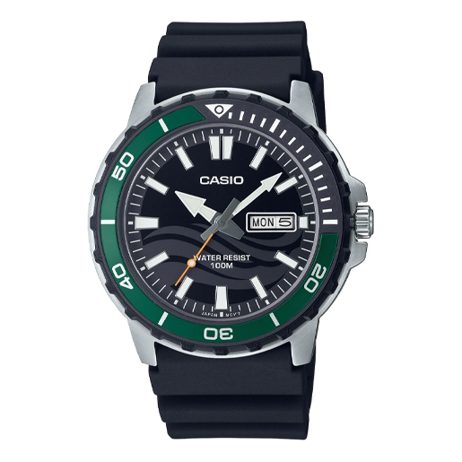 CASIO Analog 'Black Verdent Green' MTD-125-1AVDF