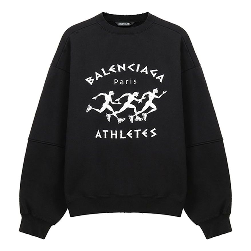 Men's Balenciaga SS21 Hole Large Round Neck Long Sleeves Black 641654TJVI71070