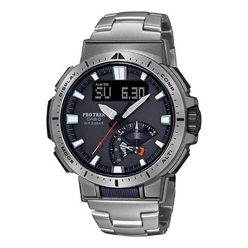 CASIO Waterproof Sports Solar Powered Mens Silver Analog/Digital Combo PRW-70YT-7PRD