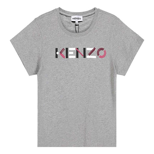 KENZO FW20 Logo Pattern Round Neck Short Sleeve Pearl Gray FA62TS8404SJ-94