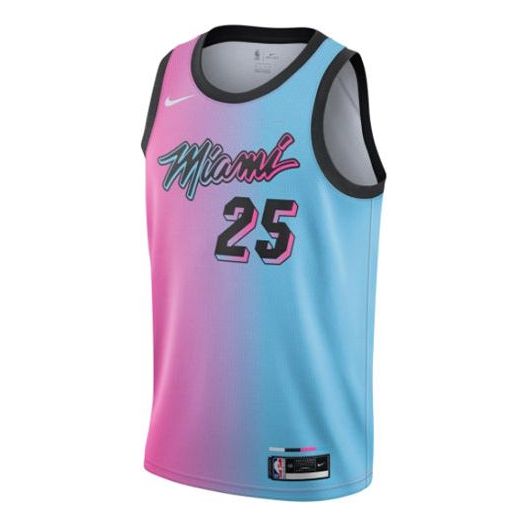 Men's Nike Swingman Miami Heat Gradient Quick Dry Environmental Friendly Knit Basketball Jersey/Vest Purple Blue CN1741-691