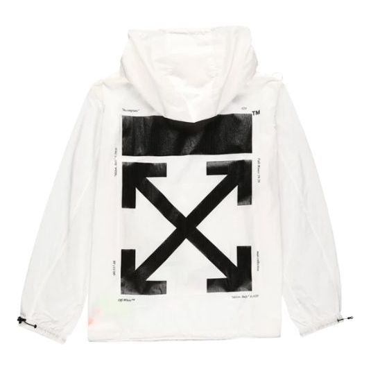 Off-White FW19 Printing Pullover Hooded Jacket Men White OMEA187E19E110240110